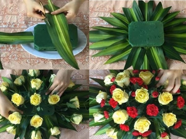 Hướng dẫn cách cắm hoa hồng bằng mút xốp